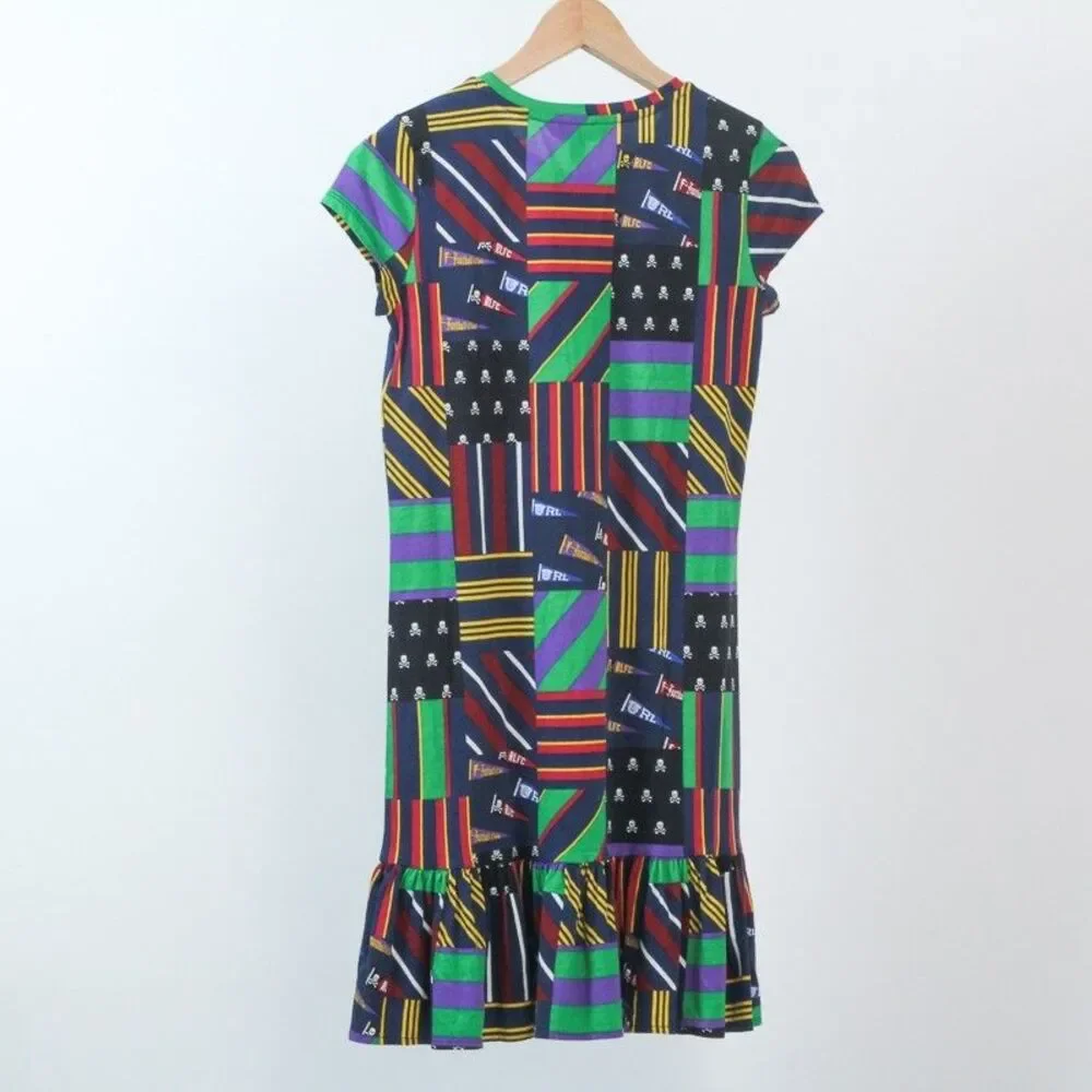 NWT Polo Ralph Lauren Girls XL 16 Dress Pennant Flag Patchwork Skull Drop Waist